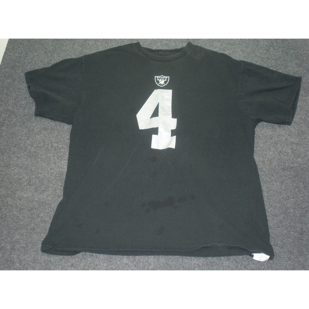 NFL Team Apparel Oakland Raiders Derek Carr 4 T-Shirt Mens XL Black Graphic Tee